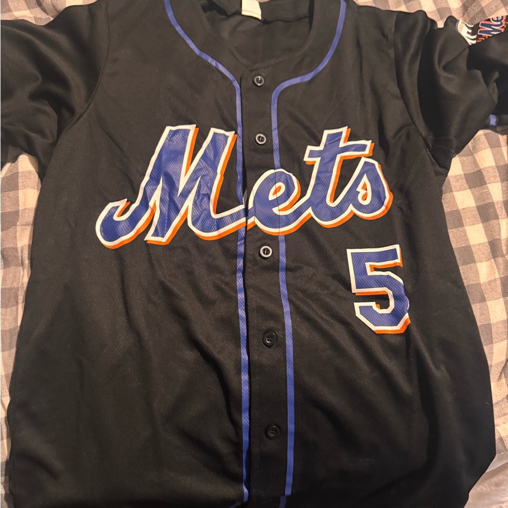 Kids Black Mets Baseball Jersey